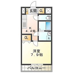 パティオみずい 1Kの間取図画像