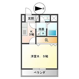 エルテルンダンク 1Kの間取図画像