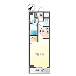 ウェルセレッソウエスト 1Kの間取図画像