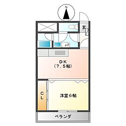 荒木ビル 1DKの間取図画像
