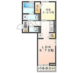 アイティオーD-room東新町南館 1LDKの間取図画像