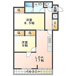 メゾンヴァンベール 2LDKの間取図画像