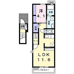 ハイビスカス 1LDKの間取図画像
