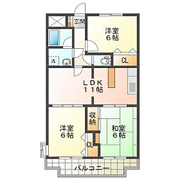 コンフォ・トゥール2 3LDKの間取図画像