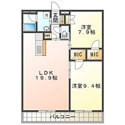 ＡＳレジデンス四日市 12階2LDKの間取り
