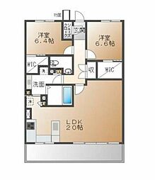 ライオンズ四日市セントマークス 15階2LDKの間取り