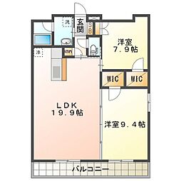 ＡＳレジデンス四日市 13階2LDKの間取り