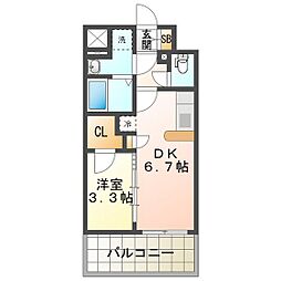 Ｓ‐ＲＥＳＩＤＥＮＣＥ四日市安島ａｌｏｇｇｉｏ 6階1DKの間取り