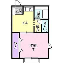 メバルステート 2階1Kの間取り