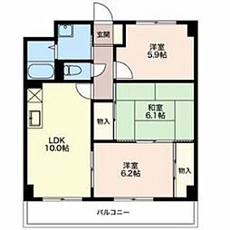 ディアコートＳＡＫＵＲＡＤＡＩ　Ａ・Ｂ 2階3LDKの間取り