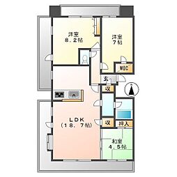 ダイアパレス四日市久保田 6階3LDKの間取り
