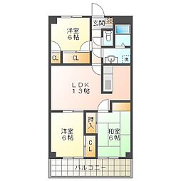プロミネント四日市 3LDKの間取図画像
