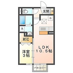 ラルーチェ 1階1LDKの間取り
