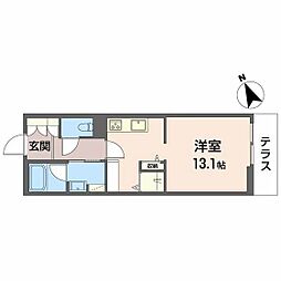 シャーメゾン桜ステージ 1階ワンルームの間取り