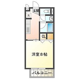 ルーラル勇 1階1Kの間取り