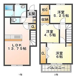 リーブルファイン楠町 2階3LDKの間取り