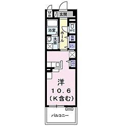 サンルミエール 2階1Kの間取り
