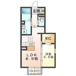 ムーンライト 1階1LDKの間取り