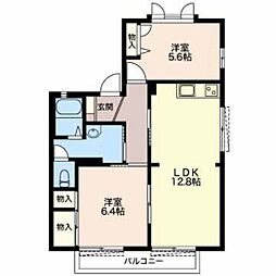 リブェール 1階2LDKの間取り
