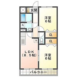 ルーブル後藤 2LDKの間取図画像