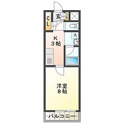T'Sスクエアー 1Kの間取図画像