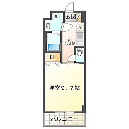 フローラル堀木 1Kの間取図画像