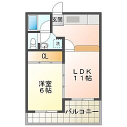 ミューかいぞう 1LDKの間取図画像