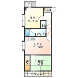 日宝レスカール鵜の森 2LDKの間取図画像
