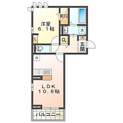 グランドネーフル東日野3 1LDKの間取図画像