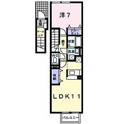 オーブ2 1LDKの間取図画像