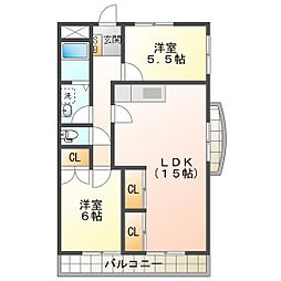 ウノモリックス 2LDKの間取図画像
