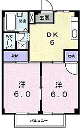シティハイツM 2DKの間取図画像