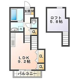 LastingRose ワンルームの間取図画像