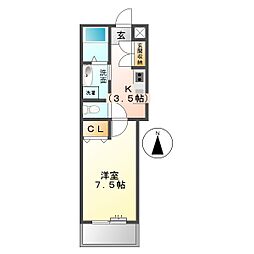 グリーンシティHT 1Kの間取図画像