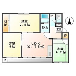 ワイズタウン2 3LDKの間取図画像