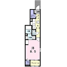 レジデンス花鳥風月B 1Kの間取図画像