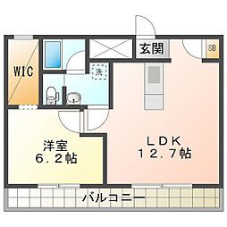コム!四日市 1LDKの間取図画像