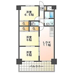 グレースマンション藤 3LDKの間取図画像