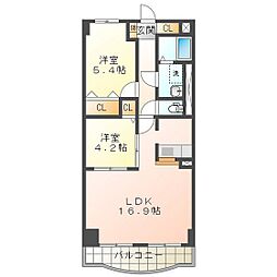 イストワール城西 2LDKの間取図画像
