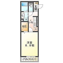タウンコート1 1Kの間取図画像
