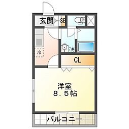 エルテルンダンク 1Kの間取図画像