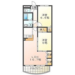 マッシモグローリア 3階2LDKの間取り