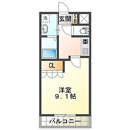 メゾン・ゼラニューム 1階1Kの間取り