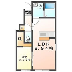 ＲＡＭＢＬＥ　Ａ棟 1階1LDKの間取り