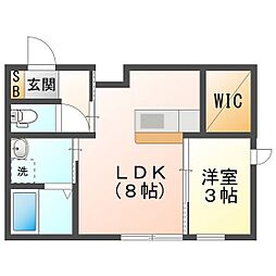 ＲＡＭＢＬＥ　Ｂ棟 1階1LDKの間取り