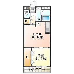 道伯ゴールドヒルズローレル 4階1LDKの間取り
