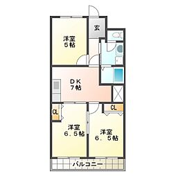 ロイヤル太平洋 5階3DKの間取り