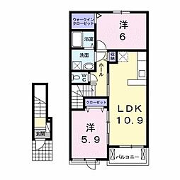 ラピス　ラズリ 2階2LDKの間取り