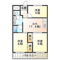 サニーサイド竹野 2階3DKの間取り
