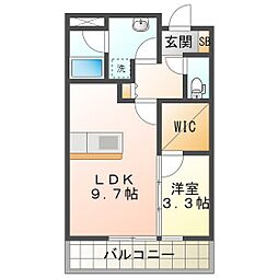 スペースK玉垣 1LDKの間取図画像